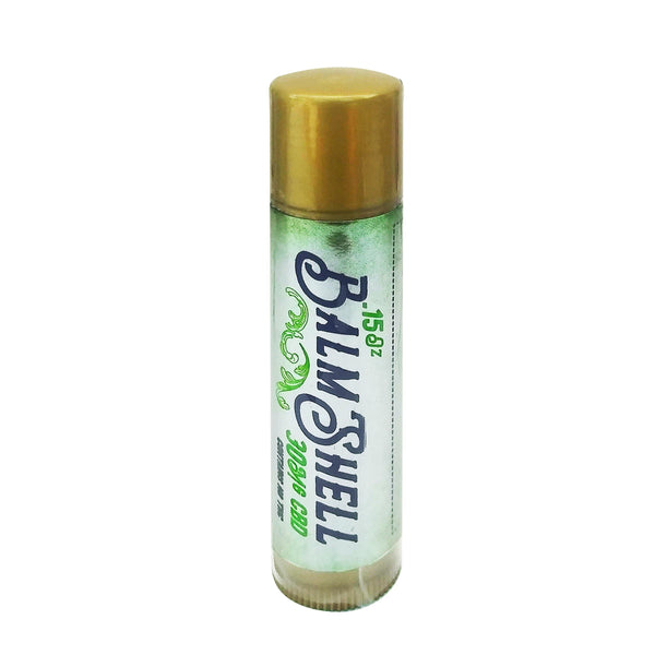 Balmshell lip balm does more that just moisturize your lips. Broad spectrum hemp oil rejuvenates cells from the harsh effects of sun, wind, and dryness.  Don't leave home without your all natural Balmshell lip balm.      Contains: 30mg CBD and other cannabinoids/terpenes  0% THC  Ingredients:  Coconut Oil, Jojoba Oil, MCT Oil, Shea Butter, Beeswax, Broad Spectrum Hemp Oil,  Peppermint Oil              Directions:  Twist bottom of tube counter clockwise and gently apply to dry or chapped lips. 